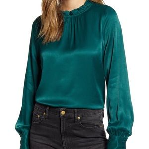 Silk green top